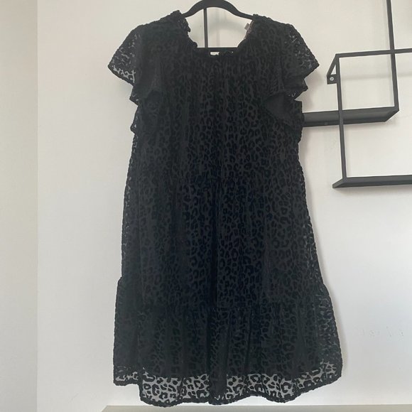 LOFT Leopard Velvet Drop Waist Swing Dress - Picture 3 of 7